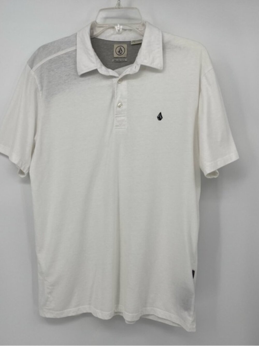 Volcom White Short Sleeve Polo L Shirt Normcore Grunge Minimalist Skater Casual